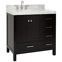 Espresso / Italian Carrara Marble Top / Brushed Nickel Hardware