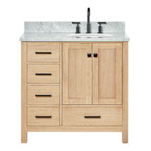 Oak / Carrara Marble Top / Matte Black Hardware