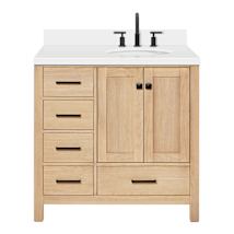 Oak / White Quartz Top / Matte Black Hardware