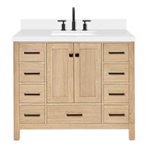 Oak / White Quartz Top / Matte Black Hardware