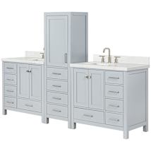 Grey / Carrara White Quartz Top / Brushed Nickel Hardware