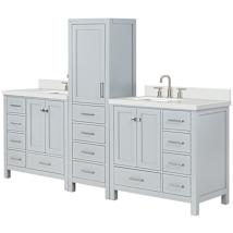 Grey / Pure White Quartz Top / Brushed Nickel Hardware