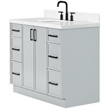 Grey / Carrara White Quartz Top / Matte Black Hardware