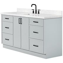 Grey / Carrara White Quartz Top / Matte Black Hardware