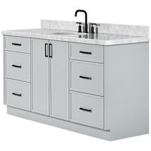 Grey / Italian Carrara Marble Top / Matte Black Hardware