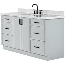 Grey / Italian Carrara Marble Top / Matte Black Hardware