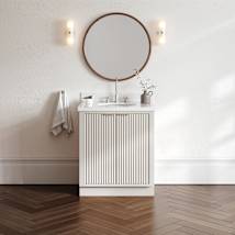 Warm White / Pure White Quartz Top / Brushed Nickel Hardware