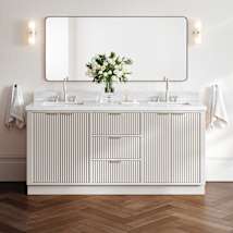 Warm White / Italian Carrara Marble Top / Brushed Nickel Hardware