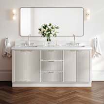 Warm White / Pure White Quartz Top / Brushed Nickel Hardware