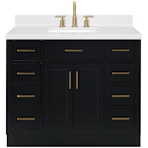 Black / Carrara White Quartz Top / Satin Brass Hardware