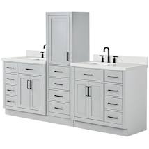 Grey / Pure White Quartz Top / Matte Black Hardware