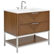 Walnut / White Quartz Top / Brushed Nickel Hardware