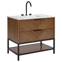 Walnut / Carrara Marble Top / Matte Black Hardware