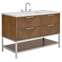 Walnut / Calacatta Quartz Top / Brushed Nickel Hardware