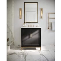 Midnight Black / White Quartz Top / Satin Brass Hardware