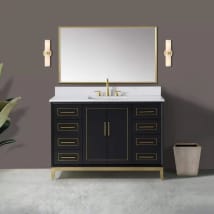Midnight Black / White Quartz Top / Satin Brass Hardware