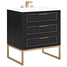 Midnight Black / Calacatta Quartz Top / Satin Brass Hardware