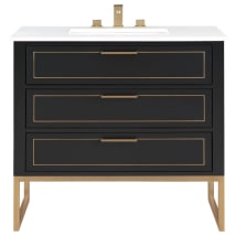 Midnight Black / White Quartz Top / Satin Brass Hardware