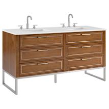 Walnut / White Quartz Top / Brushed Nickel Hardware