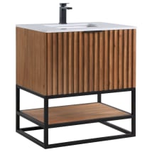 Walnut / Calacatta Quartz Top / Matte Black Hardware