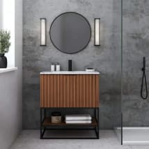 Walnut / Carrara Marble Top / Matte Black Hardware