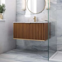 Walnut / Carrara Marble Top / Satin Brass Hardware