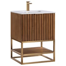 Walnut / Calacatta Quartz Top / Satin Brass Hardware