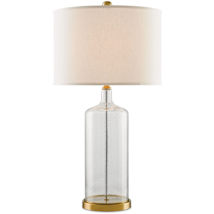 Clear Seedy Bubbled Glass / Brass