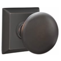 Emtek 8521PUS4 Satin Brass Providence Non-Turning Two-Sided Dummy Door Knob  Set with Rectangular Rose from the Brass Classic Collection 