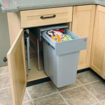 Hafele Pull Out Double Kitchen Trash Cans with Door Mount Bracket - Over 50  Quart (Over 12.5 Gallon), Minimum Cabinet Opening: 12 and 14-3/4 Wide