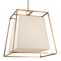 Aged Brass / White Silk Shades