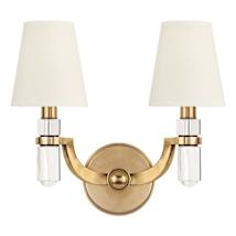 Aged Brass / White Silk Shades