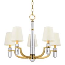 Aged Brass / White Silk Shades