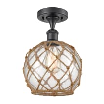 Matte Black / Clear Glass with Brown Rope