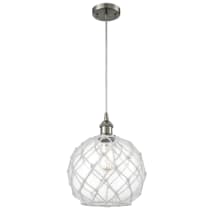 Brushed Satin Nickel / Clear Glass with White Rope