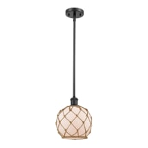 Matte Black / White Glass with Brown Rope