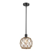 Matte Black / Clear Glass with Brown Rope