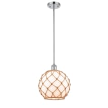 Polished Chrome / White Glass with Brown Rope