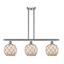 Brushed Satin Nickel / White Glass with Brown Rope