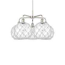 Polished Nickel / Clear Glass with White Rope