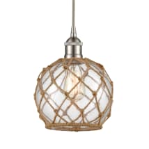 Brushed Satin Nickel / Clear Glass / Brown Rope