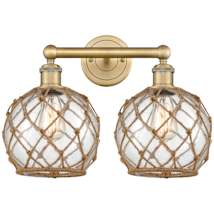 Brushed Brass / Clear Glass with Brown Rope