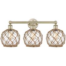 Antique Brass / Clear Glass with Brown Rope