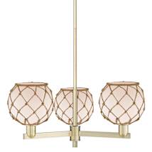 Antique Brass / White Glass with Brown Rope