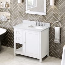 White / White Carrara Marble Top