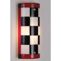 Black / White Check with Red Stripe