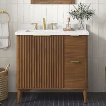 Warm Walnut / White Engineered Marble