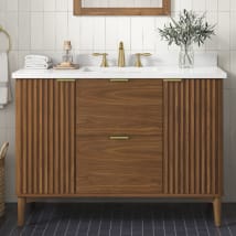 Warm Walnut / White Engineered Marble