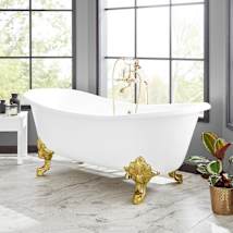 White / Polished Brass Feet