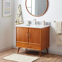 Teak / Carrara Marble